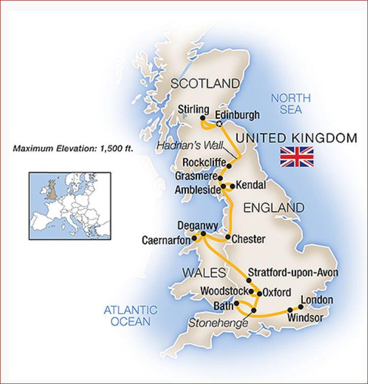 02-2018 England Trip map